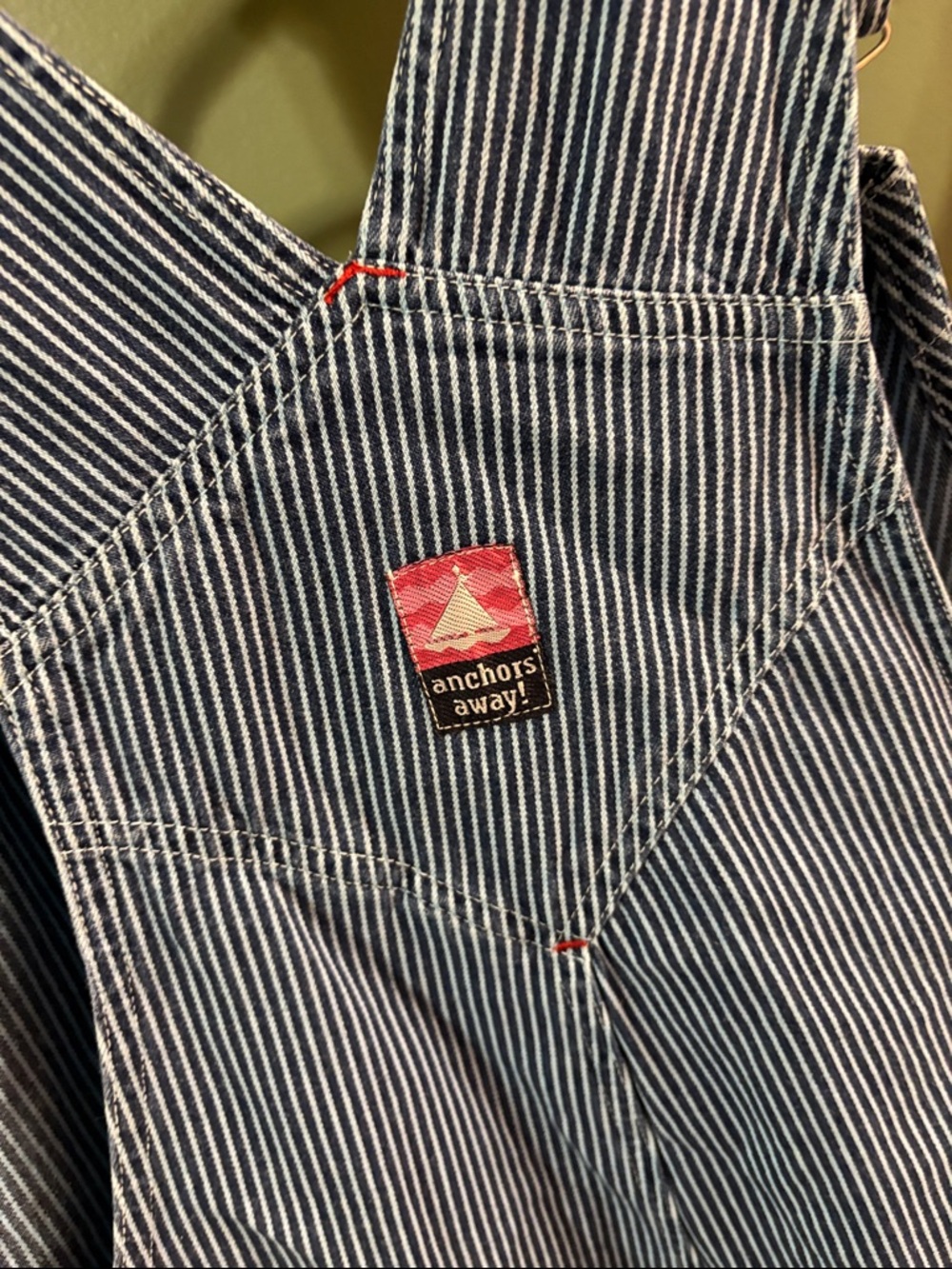 Vintage Women’s Plus Blue Striped Short Overalls with Winnie the Pooh Embroidery - Picture 6 of 8